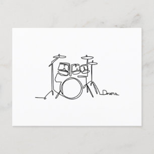 Drummer Music Design One-Line Drums Postkarte