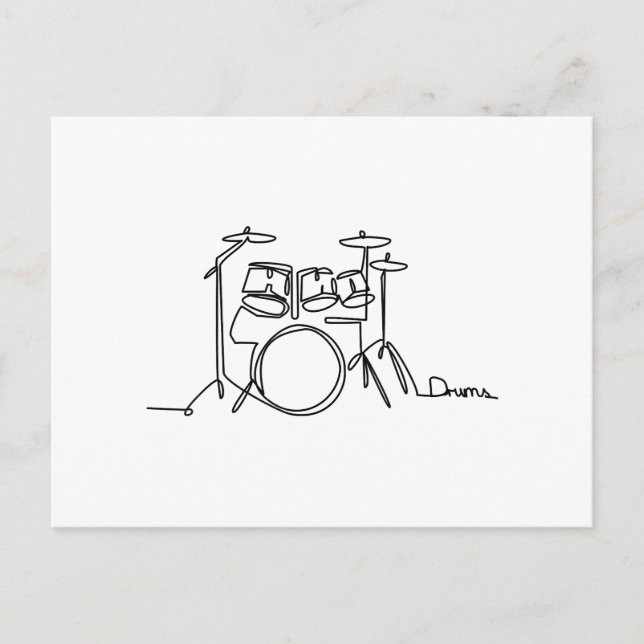 Drummer Music Design One-Line Drums Postkarte (Vorderseite)