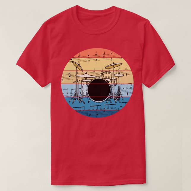 Drummer Music Notation Drum Kit Percussionist Musi T-Shirt (Design vorne)