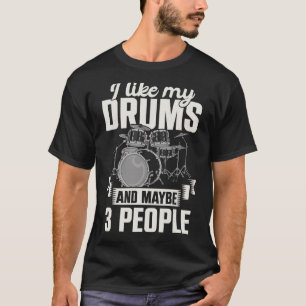 Drummer Music Rock Musician Schlagzeug Drum Set D T-Shirt