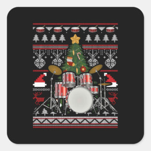 Drummer Musical Instrument Ugli Weihnachten Quadratischer Aufkleber