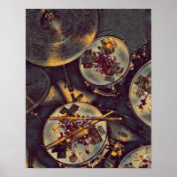 Drummer Musician Bloody Drum Kit Rock'n'Roll druck