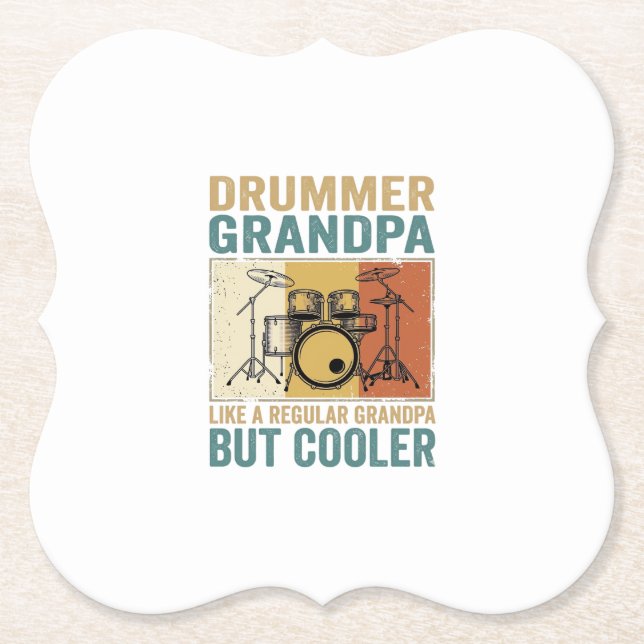 Drummer Opa wie ein normaler Opa, aber cooler  Untersetzer (Vorderseite)