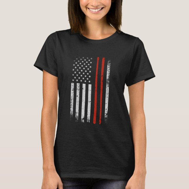 Drummer Percussionist Drumsticks erschüttert USA F T-Shirt (Vorderseite)