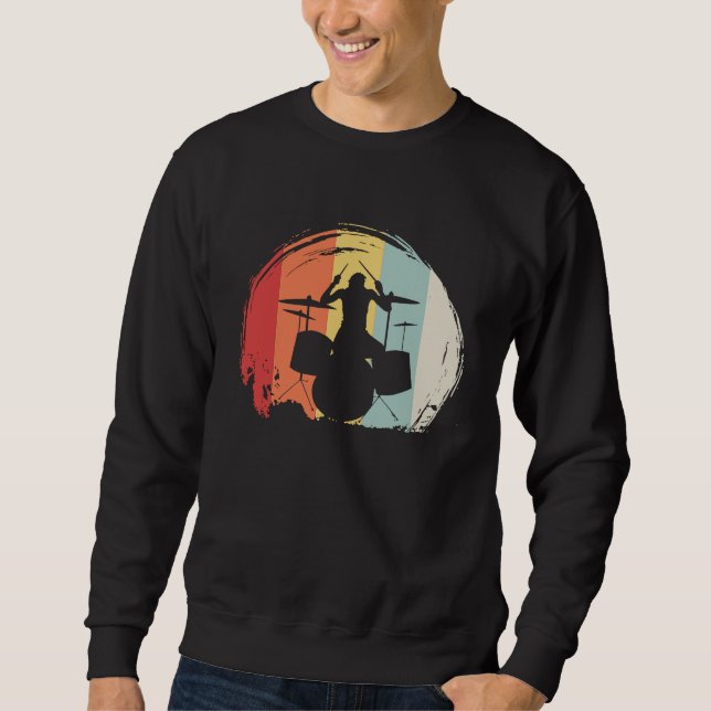 Drummer Retro 60s 70s Style Drum Set Sweatshirt (Vorderseite)