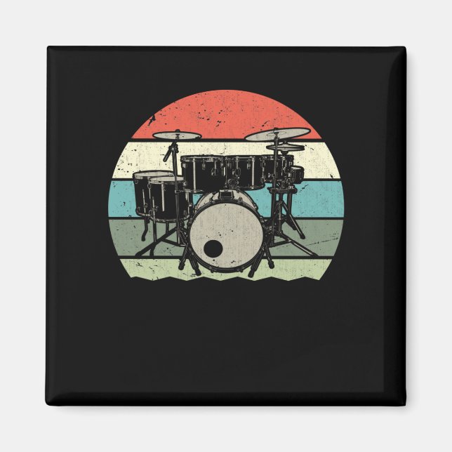 Drummer Retro Drumset Rock Band Drum Musiker Magnet (Vorne)