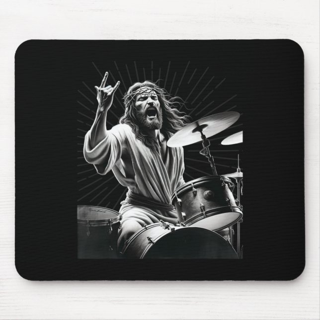 Drummer Rock Jesus Trommeln  Mousepad (Vorne)