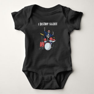 Drummer Rock Music Band Drums I Destroy Silence Baby Strampler