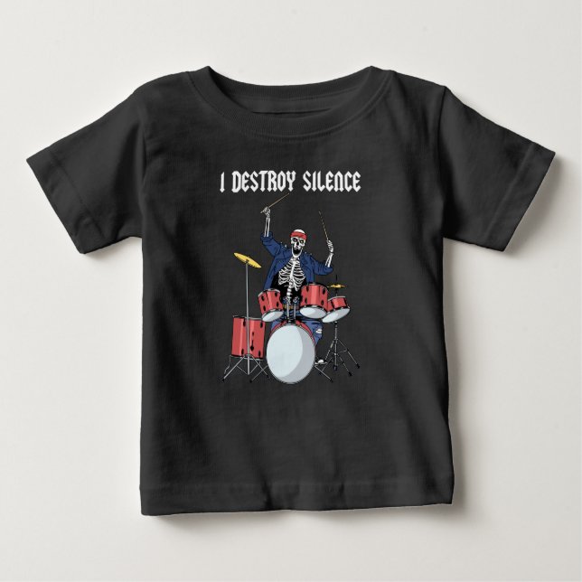 Drummer Rock Music Band Drums I Destroy Silence Baby T-shirt (Vorderseite)