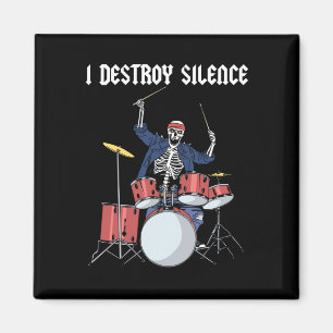 Drummer Rock Music Band Drums I Destroy Silence Magnet