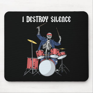 Drummer Rock Music Band Drums I Destroy Silence Mousepad