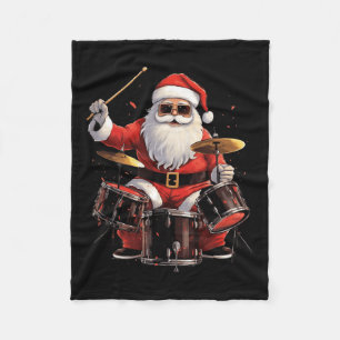 Drummer Santa Playing Drums Funny Christmas Drumme Fleecedecke