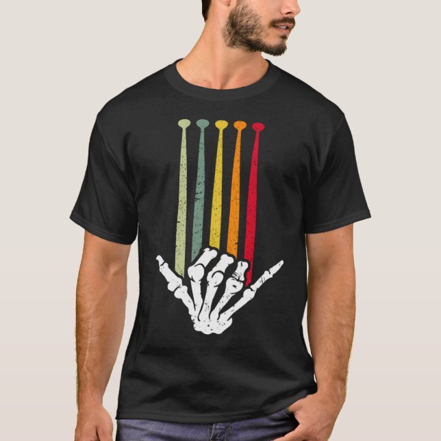 Drummer Skeleton DrumStick Rock Music Drums Retro  T-Shirt (Vorderseite)