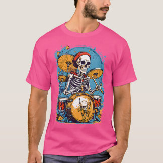 Drummer Skelett für Halloween Graph T-Shirt