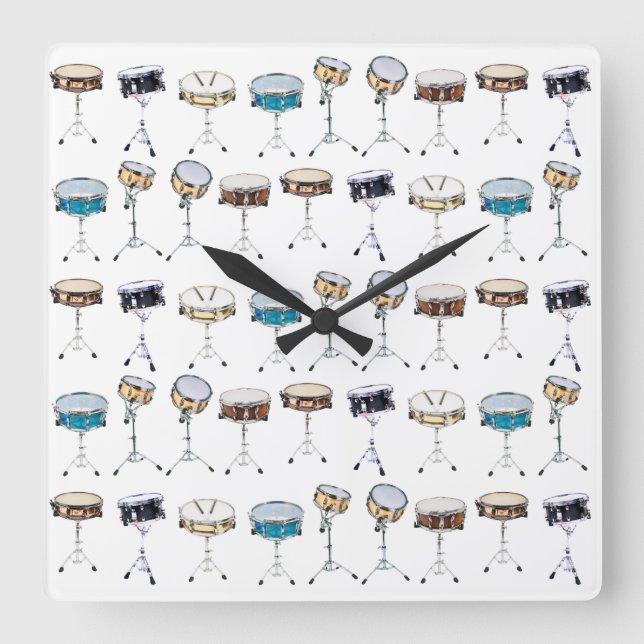 Drummer Snare Drum Drumline Percussionist Timing Quadratische Wanduhr (Vorderseite)