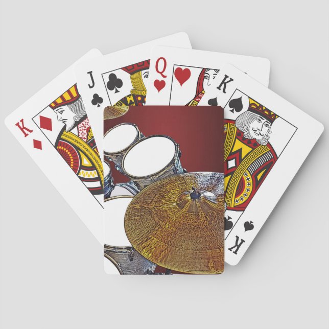 Drummer Snare Drum Kit Cymbals Schlagzeug Drumming Spielkarten (Rückseite)