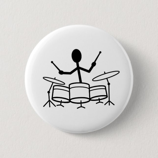 Drummer Strichmännchen Button (Vorderseite)