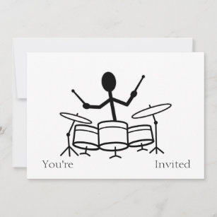 Drummer-Strichmännchen Einladung