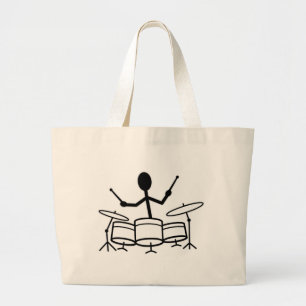 Drummer Strichmännchen Jumbo Stoffbeutel