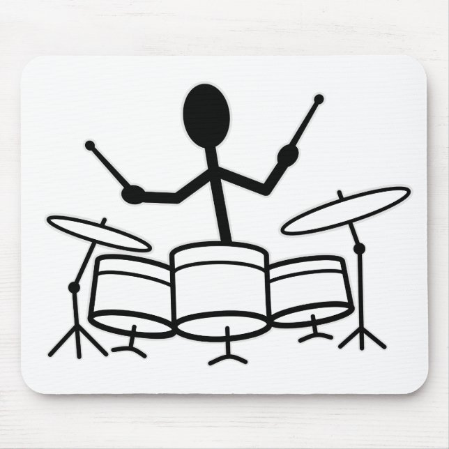 Drummer-Strichmännchen Mousepad (Vorne)