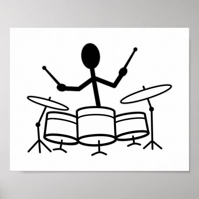 Drummer Strichmännchen Poster (Vorne)