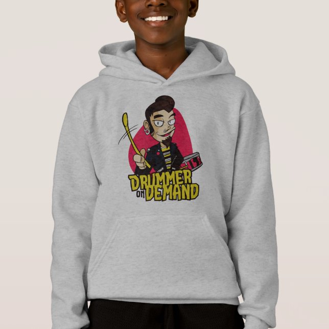 Drummer-Typ mit Drumsticks-Design Hoodie (Vorderseite)