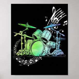 Drummer Watercolor Drummer Musiker Drumsticks Poster