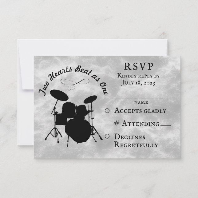 Drummer Wedding RSVP Musician Wedding Drum Kit (Vorderseite)
