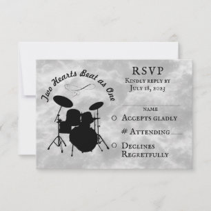 Drummer Wedding RSVP Musician Wedding Drum Kit Karte