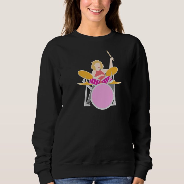 Drummer Woman Design for Band Musicians Sweatshirt (Vorderseite)