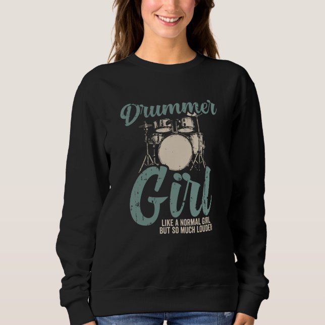 Drummermädchen| Schlagzeug Sweatshirt (Vorderseite)