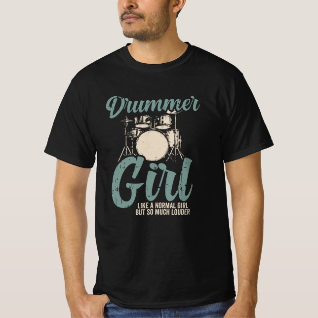 Drummermädchen| Schlagzeug T-Shirt (Vorderseite)