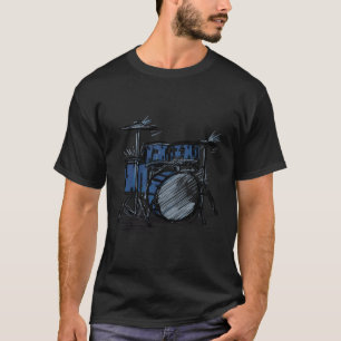 Drummermusik mit einer Skizze eines Drum Kits T-Shirt
