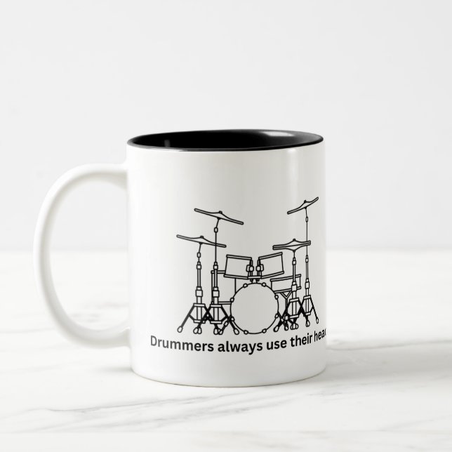 Drummers Use Their Heads Zweifarbige Tasse (Links)