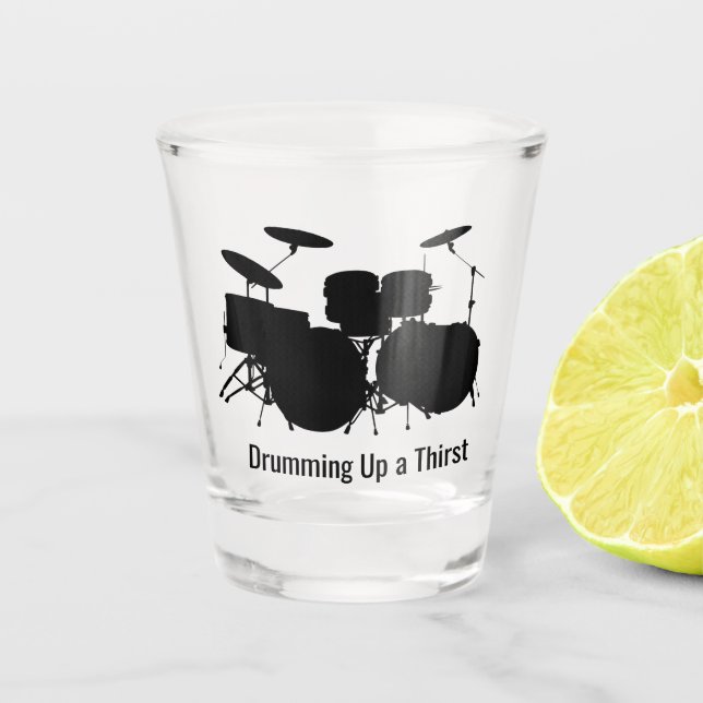 Drumming Drum Set Design Shotglas Schnapsglas (Vorderseite)