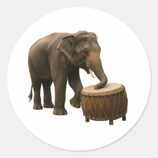 Drumming Elephant Sticker (Vorderseite)
