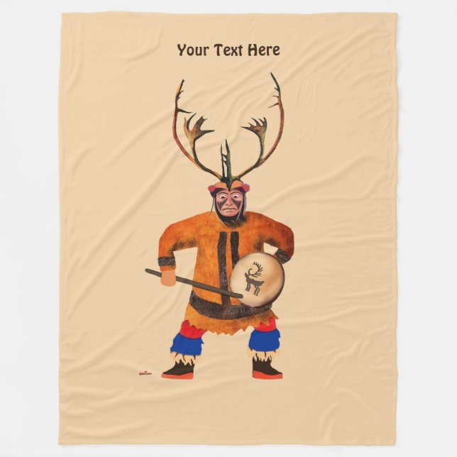 Drumming Shaman Fleecedecke (Vorderseite)