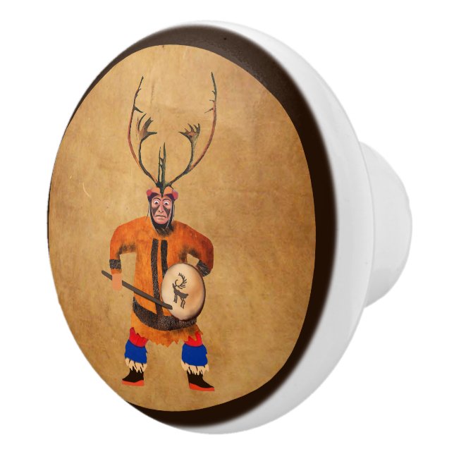 Drumming Shaman Keramikknauf (Rechts)