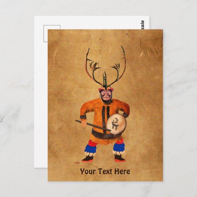 Drumming Shaman Postkarte (Vorne/Hinten)