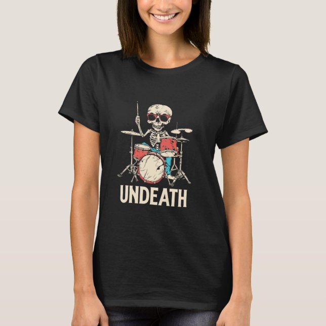 Drumming Skeleton Drummer Schlagzeug - Trommeln Un T-Shirt (Vorderseite)