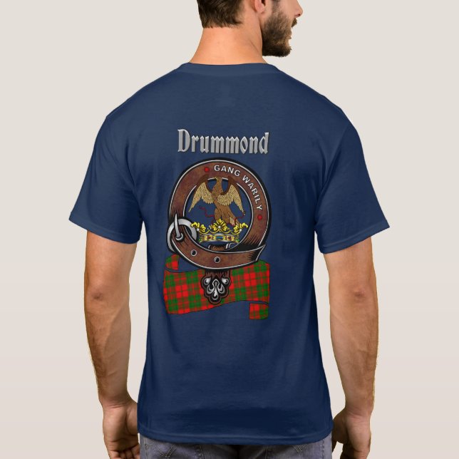 Drummond Clan Abzeichen & Tartan (hinten) T-Shirt (Rückseite)