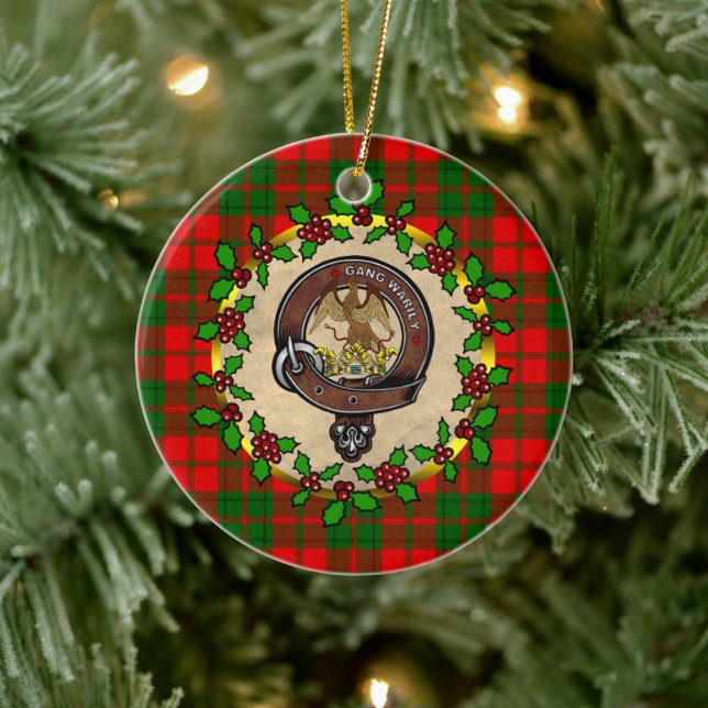 Drummond Clan Abzeichen & Tartan Personalisierte W Keramik Ornament (Baum)