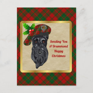 Drummond Clan Abzeichen & Tartan Weihnachtspostkar Postkarte