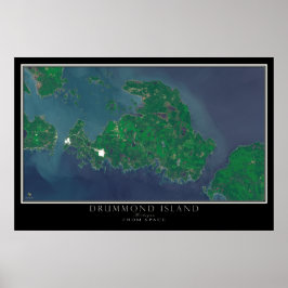 Drummond Island Michigan From Space Satellite Map Poster