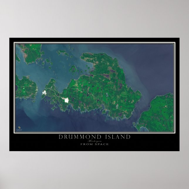 Drummond Island Michigan From Space Satellite Map Poster (Vorne)