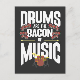 Drums Bacon Music Instrument Drummer Schlagzeug Postkarte