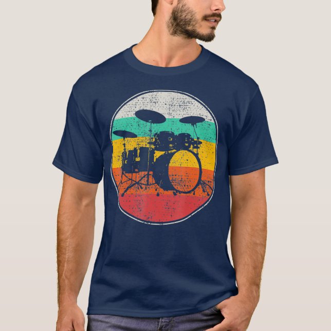 Drums Drummer Band Drumset Retro Vintag T-Shirt (Vorderseite)