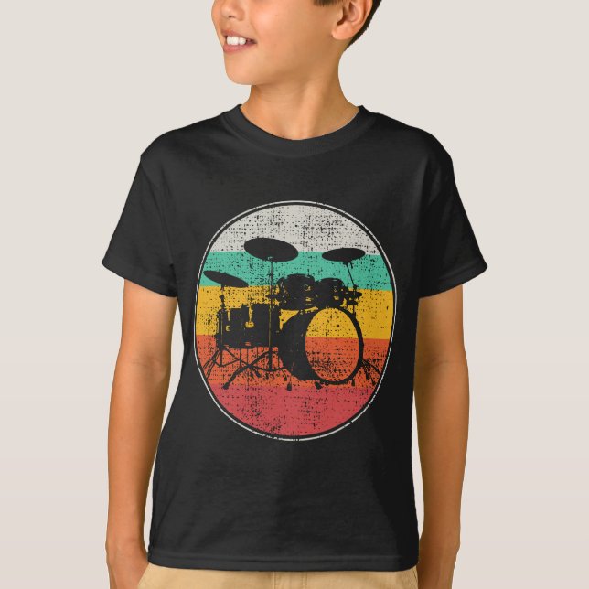 Drums Drummer Band Drumset Retro Vintag T-Shirt (Vorderseite)