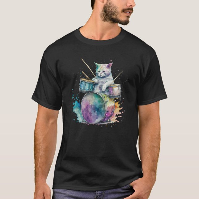 Drums Drummmer Cat  4 T-Shirt (Vorderseite)