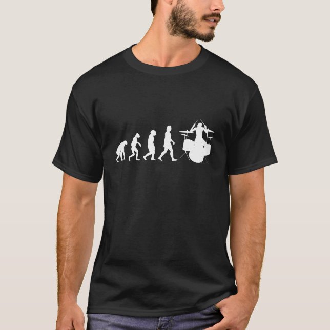 Drums Evolution Drummer Musician T-Shirt (Vorderseite)